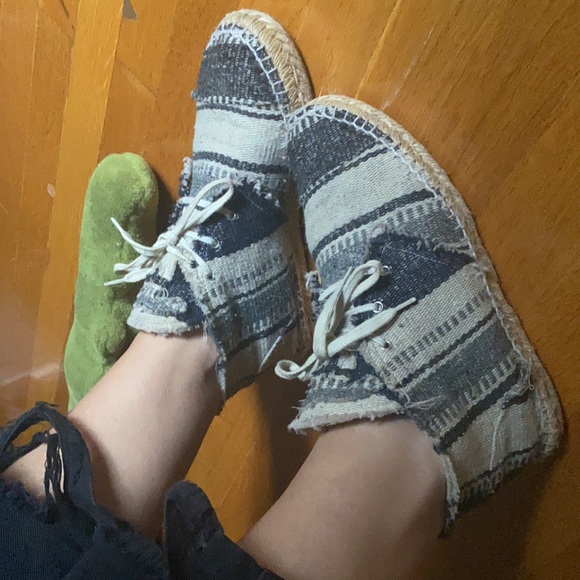 Chanel Striped Lace-Up Espadrille  Sneakers - Picture 3 of 11